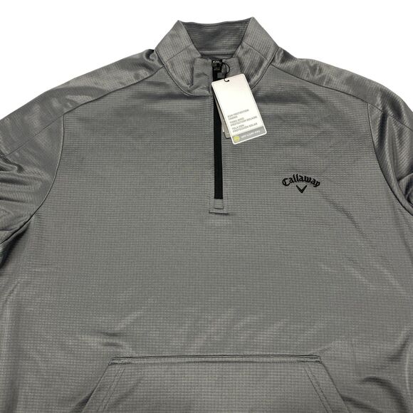 Callaway Golf Sweatshirt Mens Medium Gray OptiDry Mock Neck UPF 50+ Quarter Zip - Picture 14 of 15